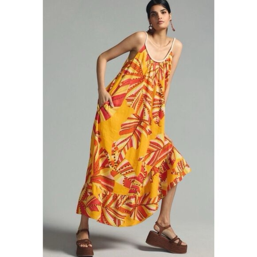FARM Rio Scoop Neck Maxi Yellow and Orange Dress